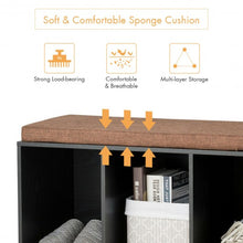 Load image into Gallery viewer, 3-Cube Storage Box Organizer Shoe Bench with Padded Cushion