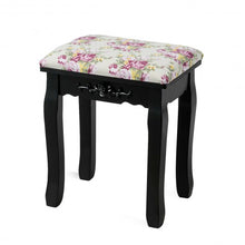 Load image into Gallery viewer, Makeup Dressing Table and Bench 3 Drawers and Cushioned Stool for Girls-Black