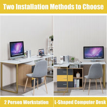 Load image into Gallery viewer, 87" 2 Person Adjustable L-Shaped Computer Desk