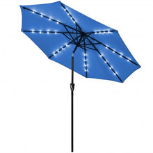 Load image into Gallery viewer, 9 Ft and 32 LED Lighted Solar Patio Market Umbrella Shelter with Tilt and Crank-Blue