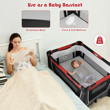 Load image into Gallery viewer, 4-in-1 Convertible Portable Baby Play yard with Toys and Music Player-Red