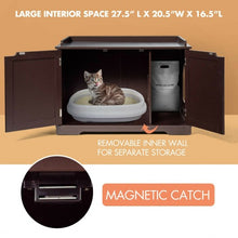 Load image into Gallery viewer, Cat Litter Box Wooden Enclosure Pet House Sidetable Washroom-Brown