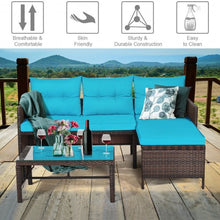Load image into Gallery viewer, 3 Piece Patio Wicker Rattan Sofa Set-Turquoise