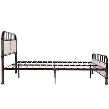 Load image into Gallery viewer, Full Size Metal Upholstered Panel Headboard Bed Frame-Chocolate