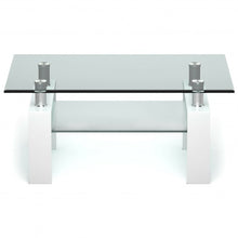 Load image into Gallery viewer, Rectangle Glass Coffee Table with Metal Legs for Living Room-White
