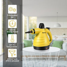 Load image into Gallery viewer, 1050W Portable Multipurpose Pressurized Handheld Steam Cleaner-Yellow