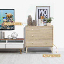 Load image into Gallery viewer, 4-Drawer Dresser Cabinet Storage Organizer Rubber Leg with Rail-Oak