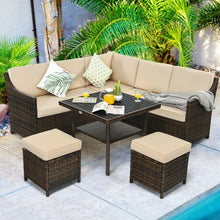 Load image into Gallery viewer, 6 Pcs Patio Rattan Dining Sofa Funiture Set