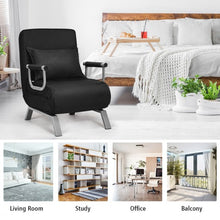 Load image into Gallery viewer, Folding 5 Position Convertible Sleeper Bed Armchair Lounge Couch w/Pillow-Black