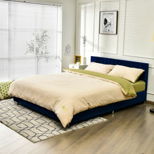 Load image into Gallery viewer, Queen Tufted Upholstered Platform Bedstead Flannel Headboard-Navy