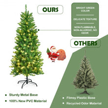 Load image into Gallery viewer, 5 ft PVC Hinged Pre-lit Artificial Fir Pencil Christmas Tree w/150 Warm White