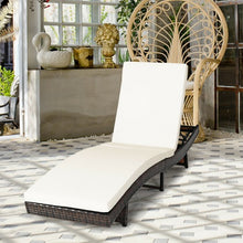 Load image into Gallery viewer, Patio Folding Adjustable Rattan Chaise Lounge Chair with Cushion-White