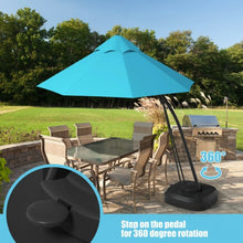 Load image into Gallery viewer, 11 Feet Outdoor Cantilever Hanging Umbrella with Base and Wheels-Turquoise