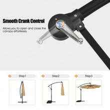 Load image into Gallery viewer, 10 Ft Solar LED Offset Umbrella with 40 Lights and Cross Base for Patio-Beige