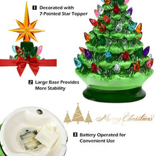 Load image into Gallery viewer, 9.5" Prelit Hand-Painted Ceramic Battery Powered Christmas Tree