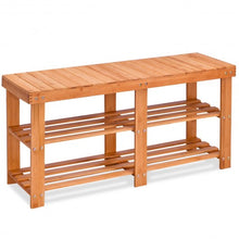Load image into Gallery viewer, Entryway Bamboo Shoe Storage Rack Bench