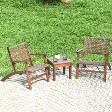 Load image into Gallery viewer, 3PCS Outdoor Wooden Patio Rattan Furniture Set