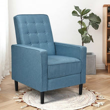 Load image into Gallery viewer, Mid-Century Push Back Recliner Chair -Blue