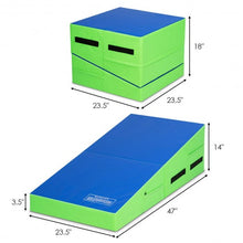 Load image into Gallery viewer, Folding Wedge Exercise Gymnastics Mat with Handles-Green