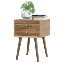 Load image into Gallery viewer, Wooden Nightstand Mid-Century End Side Table with 2 Storage Drawers-Natural