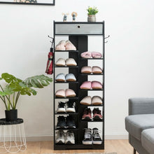 Load image into Gallery viewer, Wooden Free Standing Shoe Storage Shelf with Fabric Drawer-Black