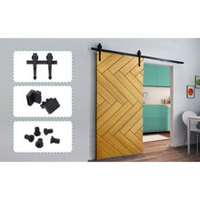 Load image into Gallery viewer, New 6 FT Black Modern Antique Style Sliding Barn Wood Door Hardware Closet Set