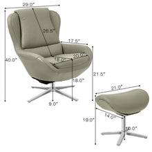 Load image into Gallery viewer, Swivel Top Grain Leather Lounge Armchair Rocking Chair with Ottoman-Gray