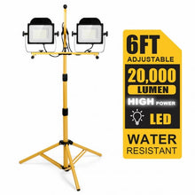 Load image into Gallery viewer, 200 W 20 000 lm LED Dual-Head Work Light with Stand