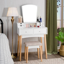 Load image into Gallery viewer, Vanity Table Set Dressing Table Cushioned Stool Makeup Table