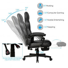 Load image into Gallery viewer, Massage Gaming Chair with Footrest and Lumbar Support-Black