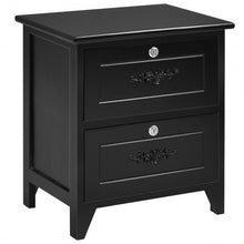 Load image into Gallery viewer, Solid Wood Elegant Storage Nightstand w/ 2 Locking Drawers-Black