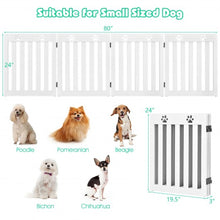 Load image into Gallery viewer, 24" Folding Wooden Freestanding Pet Gate Dog Gate with 360° Hinge -White