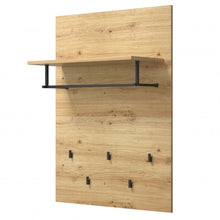 Load image into Gallery viewer, Wall-Mounted Clothes Hanger Rack Shelf with 5 Hooks and Hanging Rod