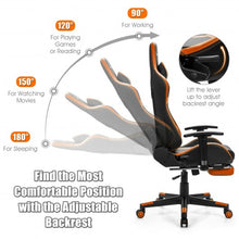 Load image into Gallery viewer, Reclining Racing Chair with Lumbar Support Footrest-Orange