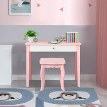 Load image into Gallery viewer, Kids Princess Make Up Dressing Table with Tri-folding Mirror & Chair-Pink
