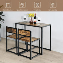 Load image into Gallery viewer, 3 Pcs Dining Set Compact Table and 2 Chair w/Metal Frame for for Small Space-CF
