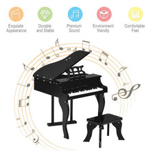 Load image into Gallery viewer, Classic 30 Key Baby Grand Wooden Piano with Bench-Black