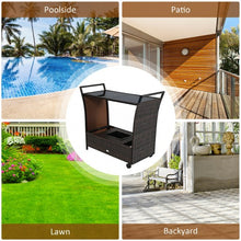Load image into Gallery viewer, Patio Rattan Bar Serving Cart with Glass Top and Handle