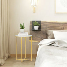 Load image into Gallery viewer, X-Shaped Marble Top Small Round Side Table End Table