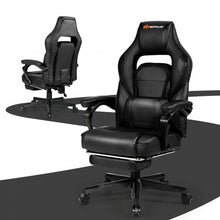 Load image into Gallery viewer, Massage Gaming Chair with Footrest and Lumbar Support-Black
