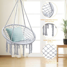 Load image into Gallery viewer, Hanging Macrame Hammock Chair with Handwoven Cotton Backrest-White