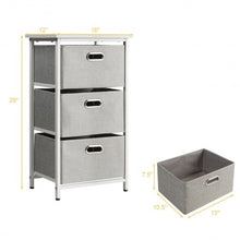 Load image into Gallery viewer, 3-Drawer Fabric Dresser Storage Tower Vertical Foldable Pull Bins-White