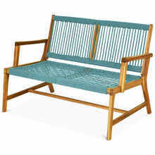 Load image into Gallery viewer, 2-Person Patio Acacia Wood Yard Bench-Turquoise
