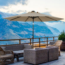 Load image into Gallery viewer, 9 Ft and 32 LED Lighted Solar Patio Market Umbrella Shelter with Tilt and Crank-Tan