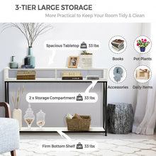 Load image into Gallery viewer, Console Table with Open Shelf and Storage Compartments Steel Frame-White