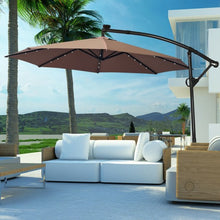 Load image into Gallery viewer, 10FT 360 Rotation Solar Powered LED Patio Offset Umbrella-Tan
