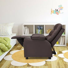 Load image into Gallery viewer, PU Leather Kids Recliner Chair with Cup Holders and Side Pockets-Brown