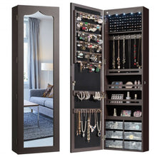 Load image into Gallery viewer, 5 LEDs Jewelry Armoire Wall Mounted / Door Hanging Mirror-Coffee