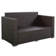 Load image into Gallery viewer, 4PC Brown Wicker Rattan Sofa Furniture Set Patio Garden Lawn Cushioned Seat