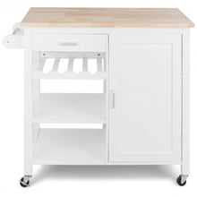 Load image into Gallery viewer, Kitchen Island Trolley Cart Storage Cabinet with Wine Rack & Shelf-White